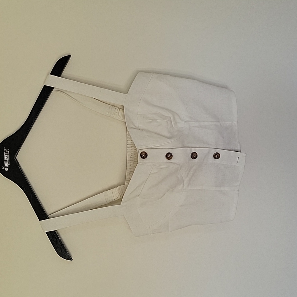 White Cotton Crop Top - Picture 1 of 4